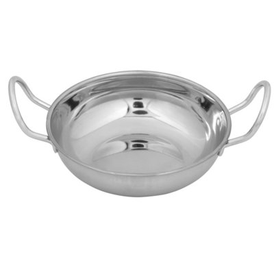 Hardys 15cm Curry Serving Dish, Set of 5 - Stainless Steel, Balti Serving Dish with Handles, Deep Round Bottom - 15cm Diameter