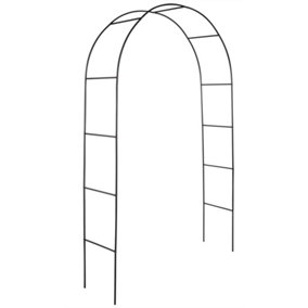 Hardys 2.4M Metal Garden Arch - Ideal Trellis Support for Climbing Plants, Arbour Archway Garden Path Feature, Coated Steel, Black