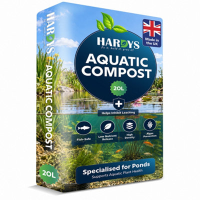 Hardys 20L Aquatic Compost - Loam Based with Sand & Grit, Nutrient Rich 6 Week Feed, Helps Inhibit Greening & Algae Growth