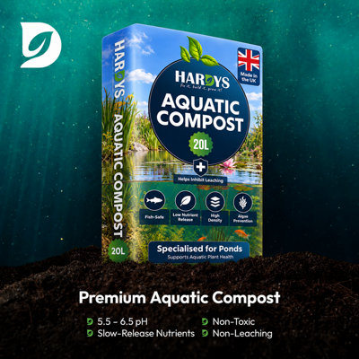 Hardys 20L Aquatic Compost - Loam Based with Sand & Grit, Nutrient Rich 6 Week Feed, Helps Inhibit Greening & Algae Growth