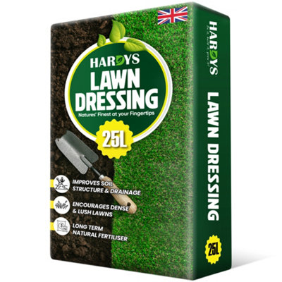 Hardys 25L Turf & Lawn Top Dressing Soil - Sandy Loam Base, Open Texture, Nutrient Enriched for First Grass Seeding & Overseeding