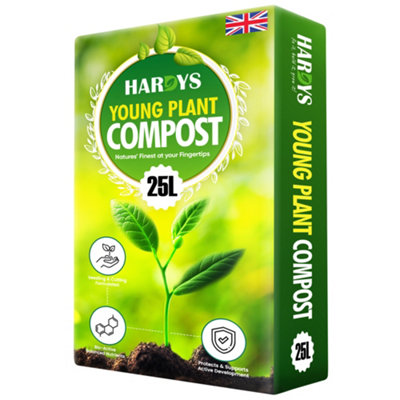 Hardys 25L Young Plant Compost - Added John Innes No.1, Ideal for Seedlings & Cuttings, Loam Based, 4 Week Feed - Indoor & Outdoor