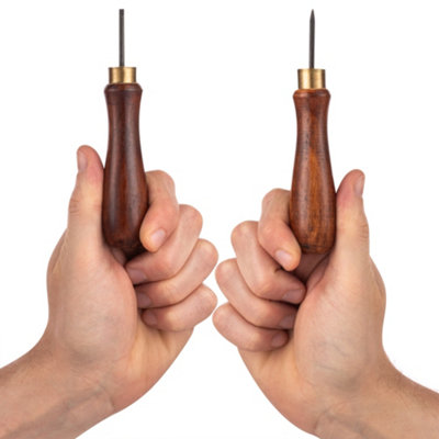 Hardys 3pc Bradawl Set - Square Point, Round Point, Chisel Point, Carbon Steel Heads and Wooden Handle - 5 inch (127mm)