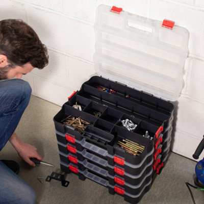 Hardys 48cm Large Stackable Plastic Toolbox Storage Compartment DIY Organiser Layer Clip Tray Case - 3