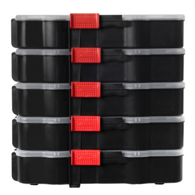 Hardys 48cm Large Stackable Plastic Toolbox Storage Compartment DIY Organiser Layer Clip Tray Case - 5