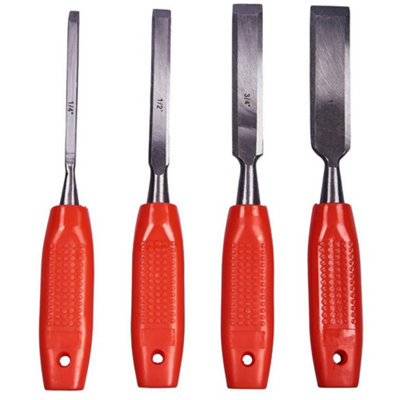 Hardys 4pc Wood Carving Hand Chisel Set Kit Woodworking Tool DIY Bevel ...