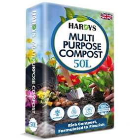 Hardys 50L All-Plant Multi-purpose Compost - Ideal for Young & Mature Plants, Potting and Growing Compost Soil, Loam Based