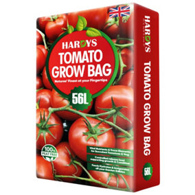 Hardys 56L Tomato Planter Grow Bag - Nutrient Enriched Peat Free Compost, Up to 8 Week Feed, Deep Fill, High Yield & Flavourful