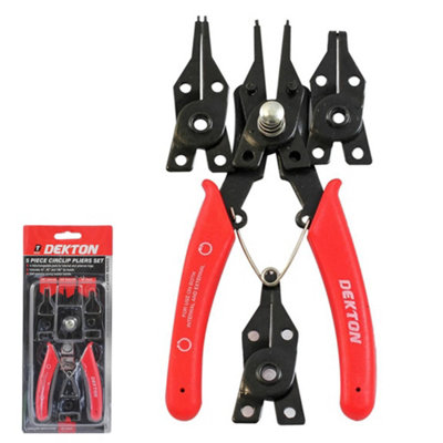 Hardys 5pc Circlip Pliers Spring Clip Tool Noses Internal External Straight Set Kit