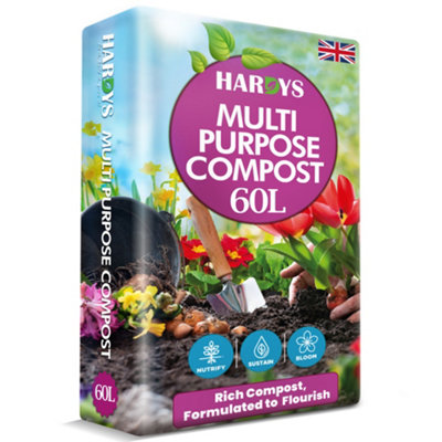 Hardys 60L All-Plant Multi-purpose Compost - Ideal for Young & Mature Plants, Potting and Growing Compost Soil, Loam Based