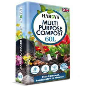Hardys 60L All-Plant Multi-purpose Compost - Ideal for Young & Mature Plants, Potting and Growing Compost Soil, Loam Based