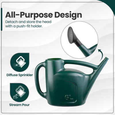 Hardys 6L Watering Can - Detachable Rose Head Sprinkler, Long Stem ...