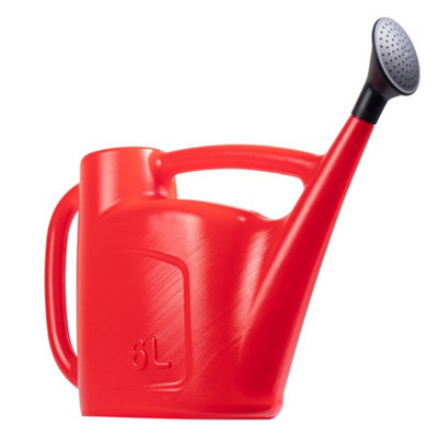 Hardys 6L Watering Can - Detachable Rose Head Sprinkler, Long Stem, Wraparound Handle, Indoor Plant & Outdoor Garden - Red