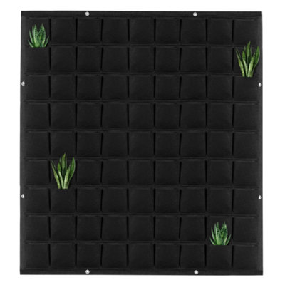 Hardys 72 Pocket Planting Bag Hanging Wall Vertical Planter Hanging Flower Garden - Black