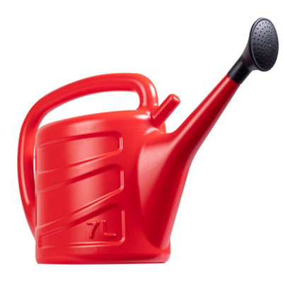 Hardys 7L Watering Can - Detachable Rose Head Sprinkler, Long Stem, Wraparound Handle, Indoor Plant & Outdoor Garden - Red