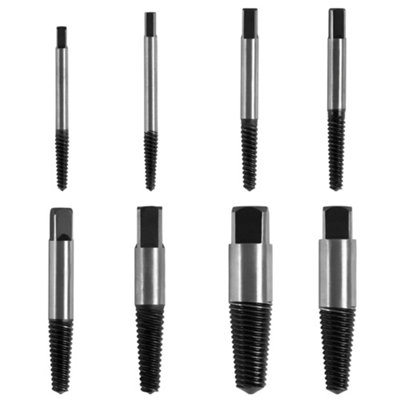 Hardys 8pc Stud & Screw Extractors - Carbon Steel Drill Bits Compatible with Standard Drills - Damaged & Stripped Screws & Studs