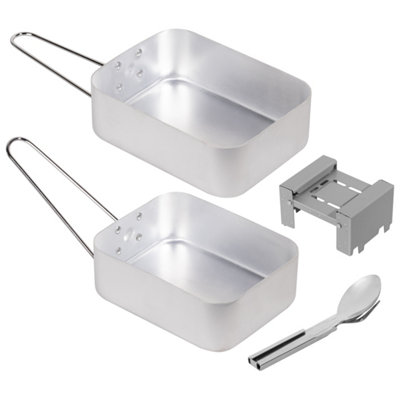 Aluminum Cookware Set With Lid Foldable Aluminum Mess Tin Kit - Outdoor Camping Cookware Set With Lid For Hiking & Backpacking Mess Kits