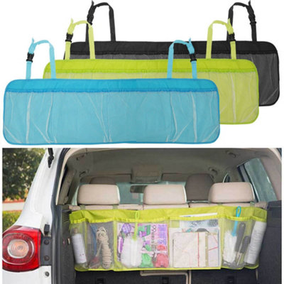 Hardys Blue Car Mesh Pocket Hanging Boot Trunk Seat Tidy Storage Travel Basket Organiser Box