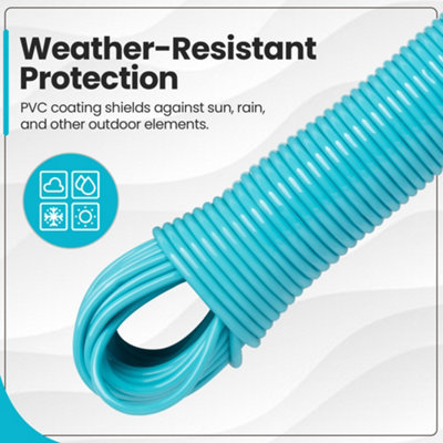 HEFTMAN Steel Core Washing Line Laundry Clothes Rope Clothesline Outdoor 50m~p74014597