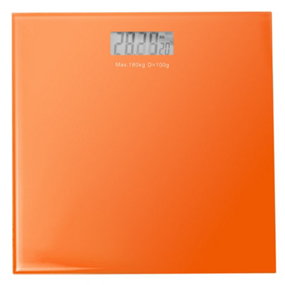 Hardys Digital Scales - Electronic Bathroom Weighing Scales, Step-On, LCD Display, Max 180kg/400lb - Orange