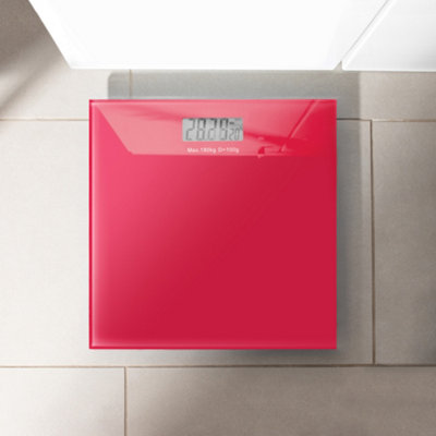 Hardys Digital Scales - Electronic Bathroom Weighing Scales, Step-On, LCD Display, Max 180kg/400lb - Pink