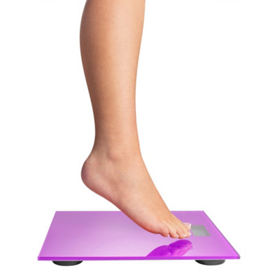 Hardys Digital Scales - Electronic Bathroom Weighing Scales, Step-On, LCD Display, Max 180kg/400lb - Purple
