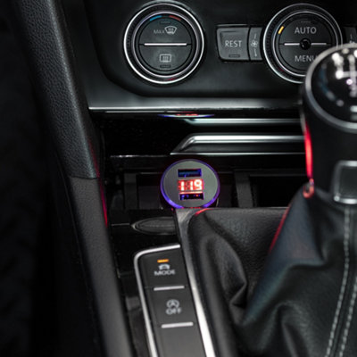 Hardys Dual USB Charger Car Van Vehicle Lighter Socket Adapter with Digital Voltmeter