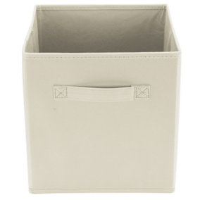 Hardys Foldable Storage Cube - Collapsible Fabric Basket for Toys, Books, Clothes & Organising - 27cm x 27cm x 27cm - Cream
