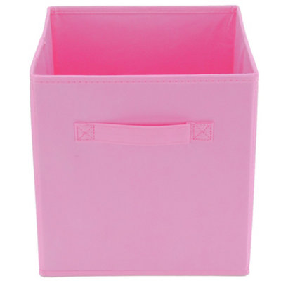 Hardys Foldable Storage Cube - Collapsible Fabric Basket for Toys, Books, Clothes & Organising - 27cm x 27cm x 27cm - Pink