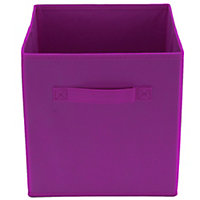 Hardys Foldable Storage Cube - Collapsible Fabric Basket for Toys, Books, Clothes & Organising - 27cm x 27cm x 27cm - Purple