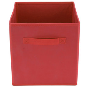 Hardys Foldable Storage Cube - Collapsible Fabric Basket for Toys, Books, Clothes & Organising - 27cm x 27cm x 27cm - Red