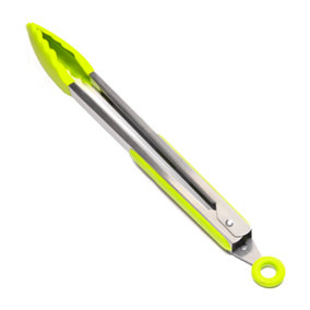 Hardys Food Utensil Tongs - Salads, Kitchen, Cooking, Serving & More, Stainless Steel & Non-Scratch Silicone - (L) 30cm Lime Green