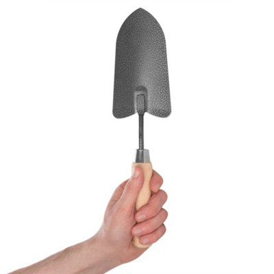 Hardys Garden Hand Trowel - Carbon Steel, Hammered Finish, Improved Rust Resistance, Robust Ash Wood Handle - (L) 330mm x (W) 80mm