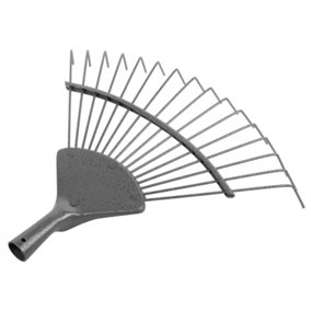Hardys Garden Rake Head - Forged Carbon Steel Head & 16 Tines, Fits Most Poles with Screw Hole for Secure Fit, 40cm Wide - Grey