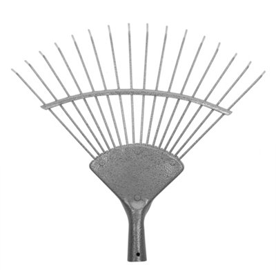Hardys Garden Rake Head - Forged Carbon Steel Head & 16 Tines, Fits Most Poles with Screw Hole for Secure Fit, 40cm Wide - Grey