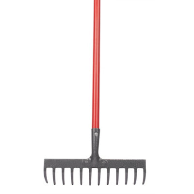 Hardys Garden Soil Rake - 12 Tooth Carbon Steel Head, Steel Shaft with ...