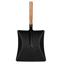 Hardys Hand Coal Shovel - Garden, BBQ, Fireside Ash & Dust Pan Scoop with Shaped Wooden Handle, Rust-Resistant Black Metal - 8"