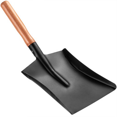 Hardys Hand Coal Shovel Garden BBQ Fireside Ash Dust Pan Scoop with Shaped Wooden Handle Rust Resistant Black Metal 8