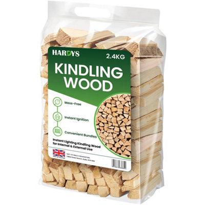 Hardys Kiln-dried Kindling - Extra-dry, Fast Lighting, Natural Firelighters for BBQ, Wood Burning Stove, Log Burners - 2.4kg