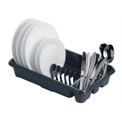 Hardys Kitchen Draining Board - 12 Plate Drainer Rack, 4 Compartments, for Cookware, Utensils, Cutlery - 46cm x 27cm x 8cm
