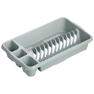 Hardys Kitchen Draining Board - 12 Plate Drainer Rack, 4 Compartments, for Cookware, Utensils, Cutlery - Green, 46cm x 27cm x 8cm