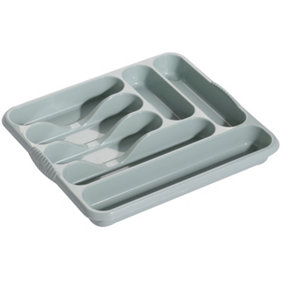 Hardys Large Plastic Kitchen Cutlery Tray Organiser Holder Drawer Insert Tidy Storage - Green