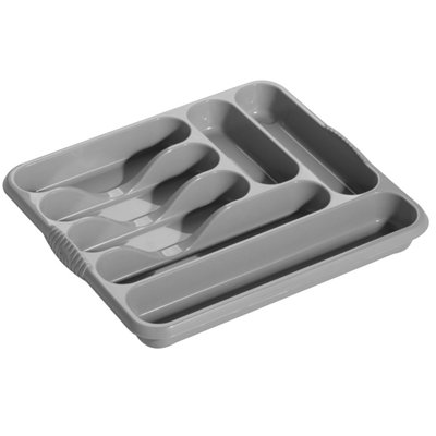 Hardys Large Plastic Kitchen Cutlery Tray Organiser Holder Drawer Insert Tidy Storage - Silver
