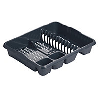 Hardys Large Plastic Kitchen Plaste Dish Drainer Rack Draining Board Cutlery Holder - Black