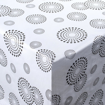 Hardys Large Wipe Clean PVC Vinyl Tablecloth Dining Kitchen Table Cover Protector Sheet - Black Spirals