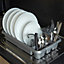 Hardys Medium Plastic Kitchen Plastic Dish Drainer Rack Draining Board Cutlery Holder - Silver