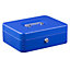 Hardys Metal Cash Box Money Bank Deposit Steel Tin Security Safe Petty Key Lockable - 10" Blue
