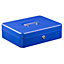Hardys Metal Cash Box Money Bank Deposit Steel Tin Security Safe Petty Key Lockable - 12" Blue