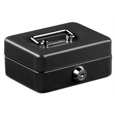 Hardys Metal Cash Box Money Bank Deposit Steel Tin Security Safe Petty Key Lockable - 4" Black