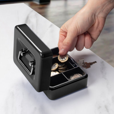 Hardys Metal Cash Box Money Bank Deposit Steel Tin Security Safe Petty ...